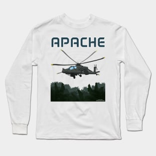 Apache Attack Helicopter Military Armed Forces Novelty Gift Long Sleeve T-Shirt